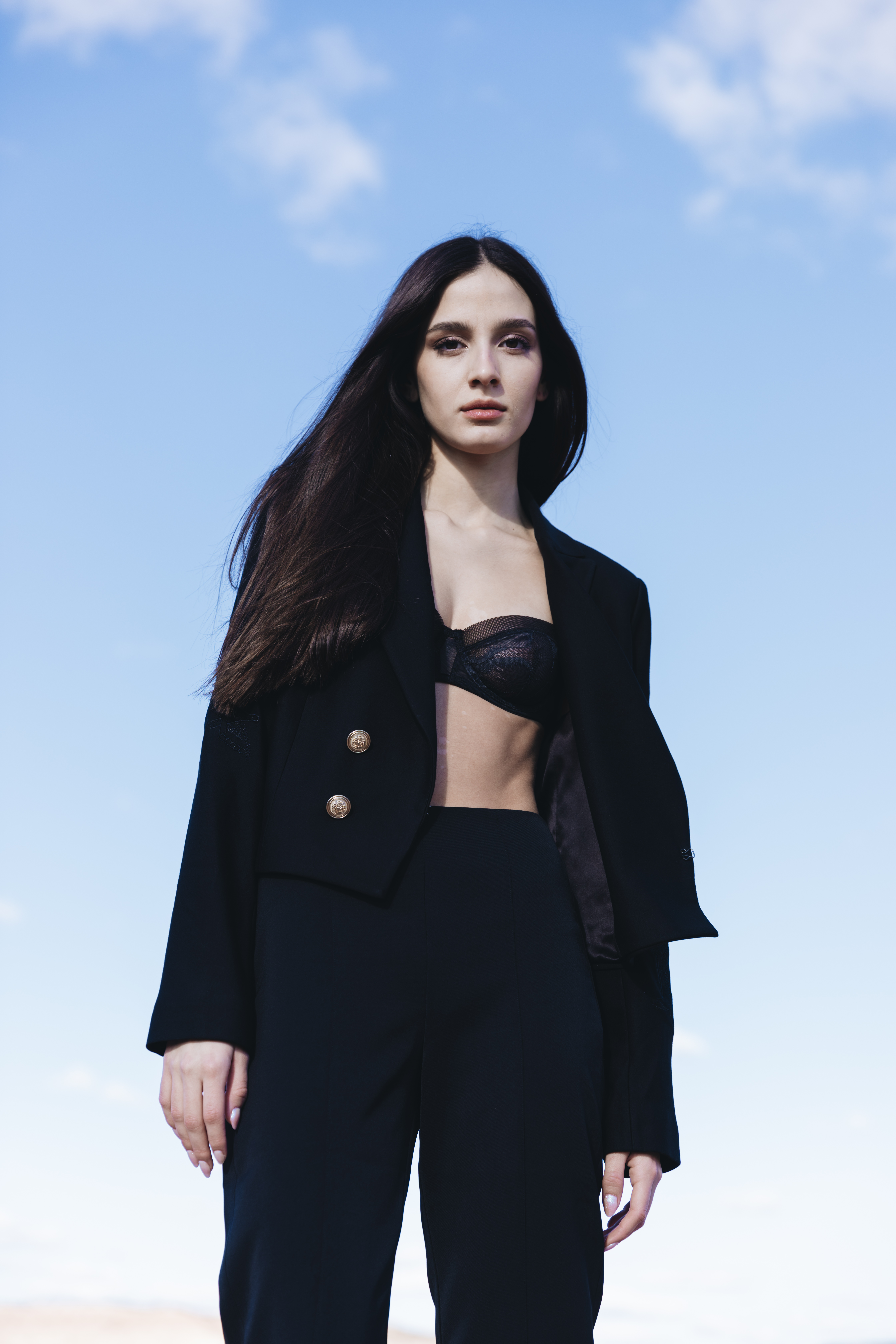 Victoria Soto - Black outfit blue sky